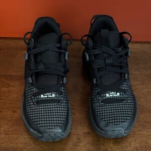 Nike Black Grid Pattern lebron kids Athletic Sneakers